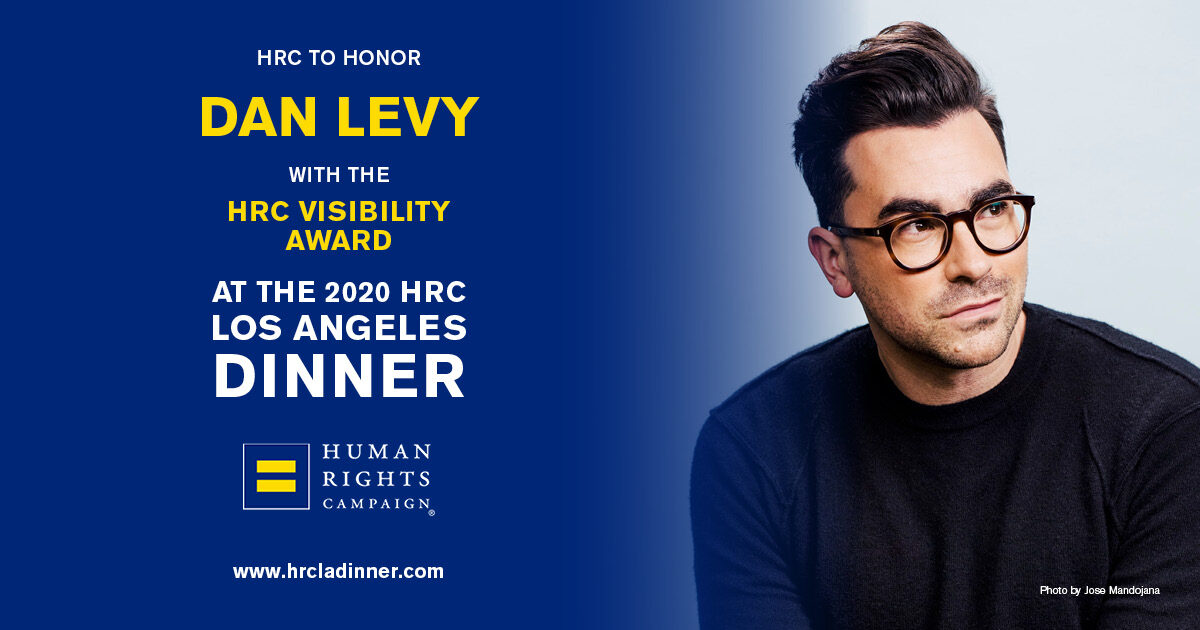 HRC to Honor Writer, Actor and Producer Dan Levy with the HRC